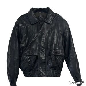 Marc NY Black Leather Bomber Jacket size XL
